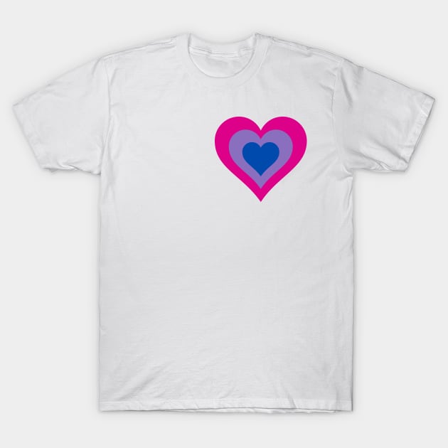 Pride Collection - Bisexual Pride Flag (Heart) T-Shirt by Tanglewood Creations